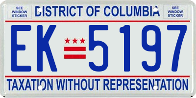 DC license plate EK5197