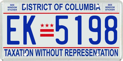 DC license plate EK5198