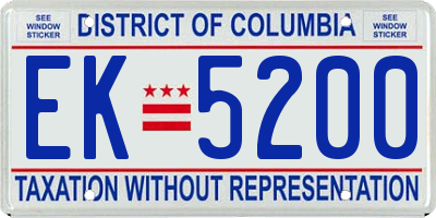 DC license plate EK5200