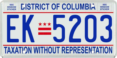 DC license plate EK5203