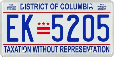 DC license plate EK5205