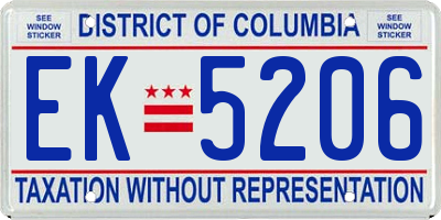 DC license plate EK5206