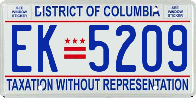 DC license plate EK5209