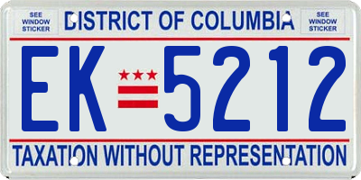 DC license plate EK5212