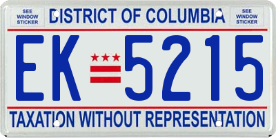 DC license plate EK5215