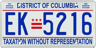 DC license plate EK5216