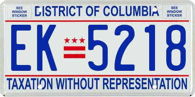DC license plate EK5218