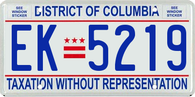 DC license plate EK5219