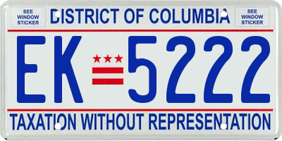 DC license plate EK5222