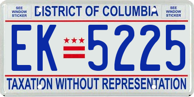 DC license plate EK5225