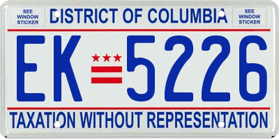 DC license plate EK5226