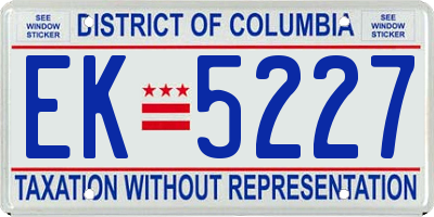 DC license plate EK5227