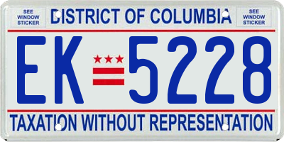 DC license plate EK5228