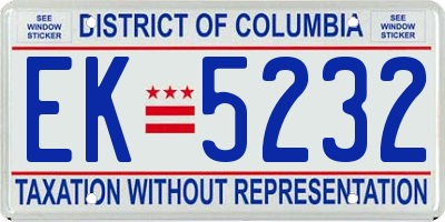 DC license plate EK5232