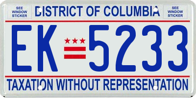 DC license plate EK5233