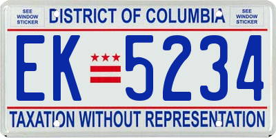 DC license plate EK5234