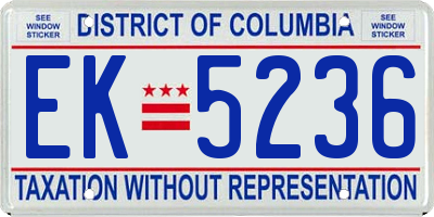 DC license plate EK5236