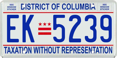 DC license plate EK5239