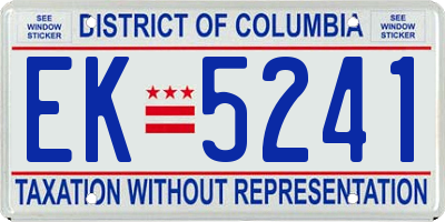 DC license plate EK5241