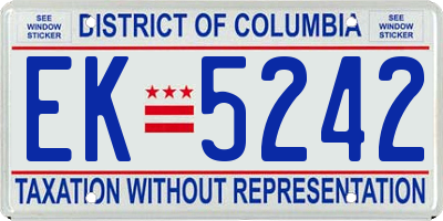 DC license plate EK5242