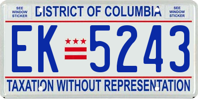 DC license plate EK5243