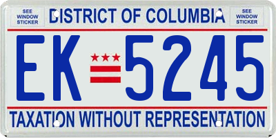 DC license plate EK5245