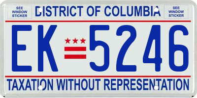 DC license plate EK5246