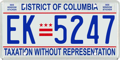 DC license plate EK5247