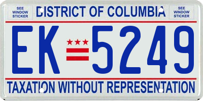 DC license plate EK5249