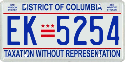 DC license plate EK5254