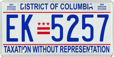 DC license plate EK5257