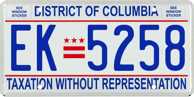 DC license plate EK5258