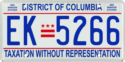 DC license plate EK5266