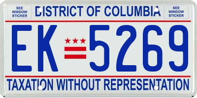 DC license plate EK5269