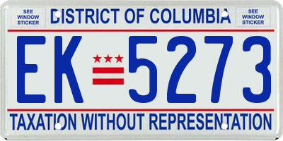 DC license plate EK5273