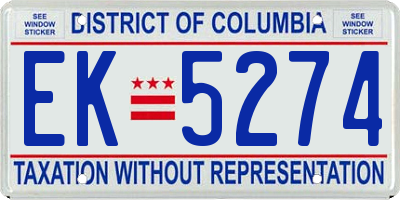 DC license plate EK5274