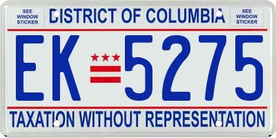 DC license plate EK5275