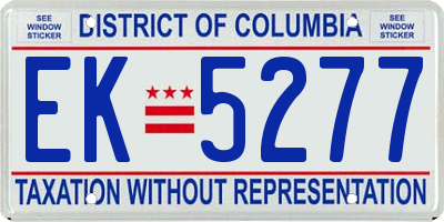 DC license plate EK5277