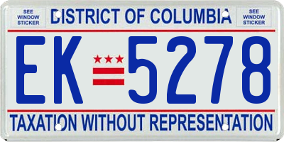 DC license plate EK5278