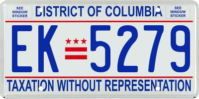 DC license plate EK5279