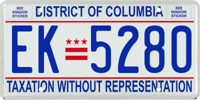 DC license plate EK5280