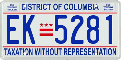 DC license plate EK5281