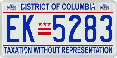 DC license plate EK5283