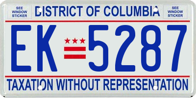 DC license plate EK5287