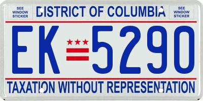 DC license plate EK5290