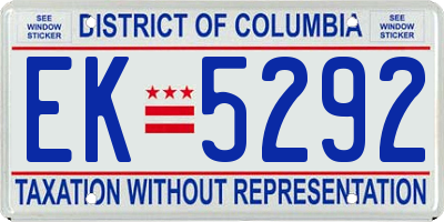 DC license plate EK5292