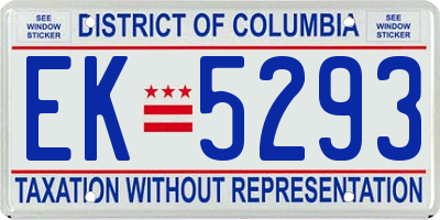 DC license plate EK5293