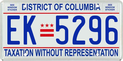 DC license plate EK5296