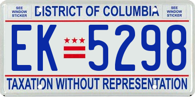 DC license plate EK5298
