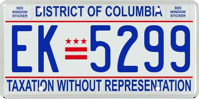 DC license plate EK5299